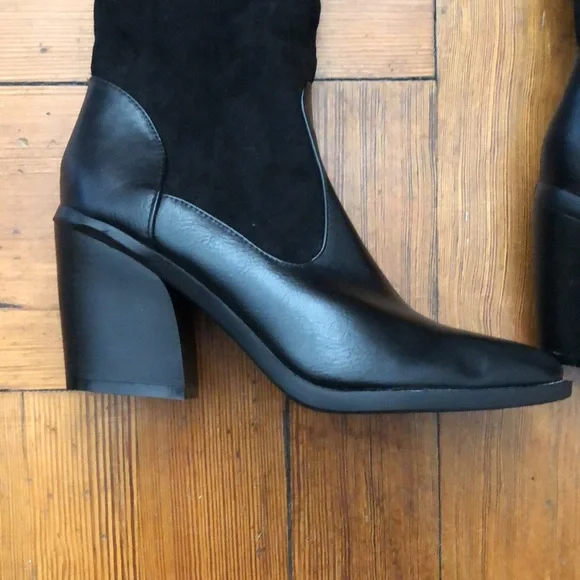 YOKI Knee-High Stacked Dual Suede Boots Size 10 - Picture 3 of 4